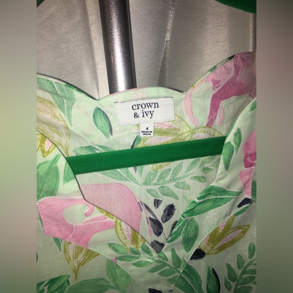 Crown & Ivy | Women’s Green & Pink/Floral & Elephant Pattern Sleeveless Dress - Picture 3 of 11